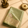 Pastel Green Banarasi Silk Saree with Floral Zari Weaving