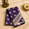 Royal Navy Blue Pure Banarasi Silk Saree with Silver Zari Weaving