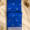 Royal Blue Pure Mushroo Silk Saree with Silver Zari Banarasi Border