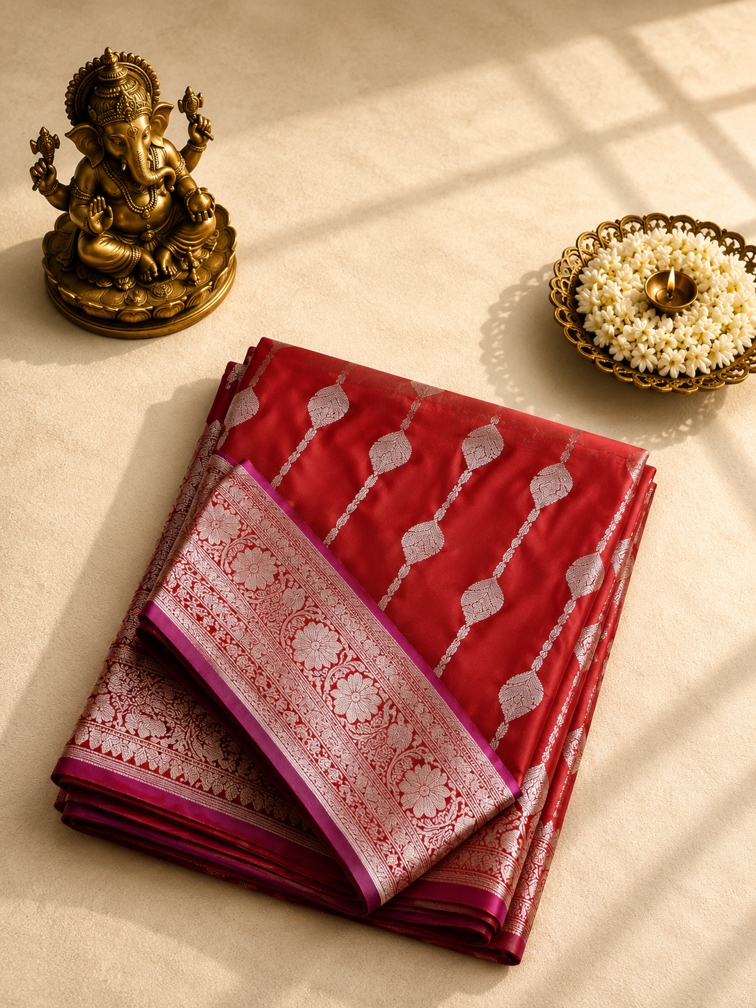 Red Pure Banarasi Silk Saree