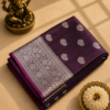 Royal Plum Silver Zari Banarasi Silk Saree