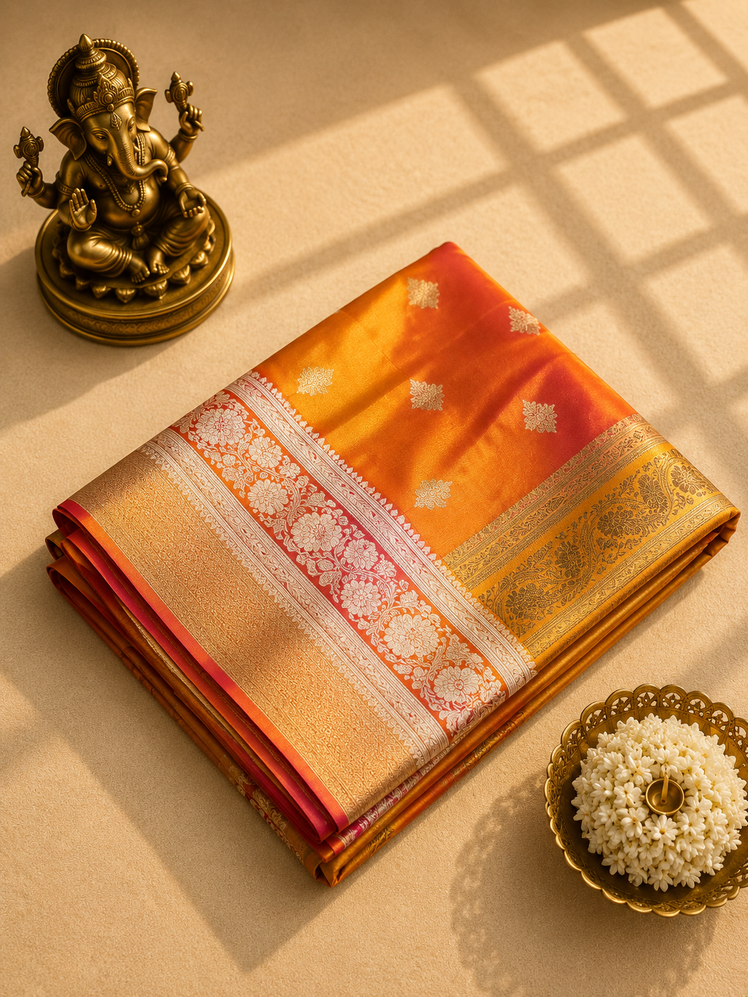 Pure Mushroo Silk Banarasi Saree