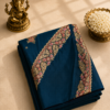 Royal Teal Blue Designer Silk Saree with Heavy Embroidered Border