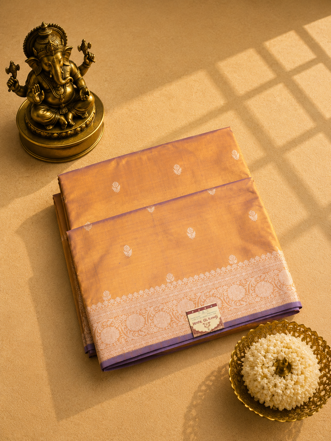 Royal Violet Banarasi Silk Saree with Gold Zari Border