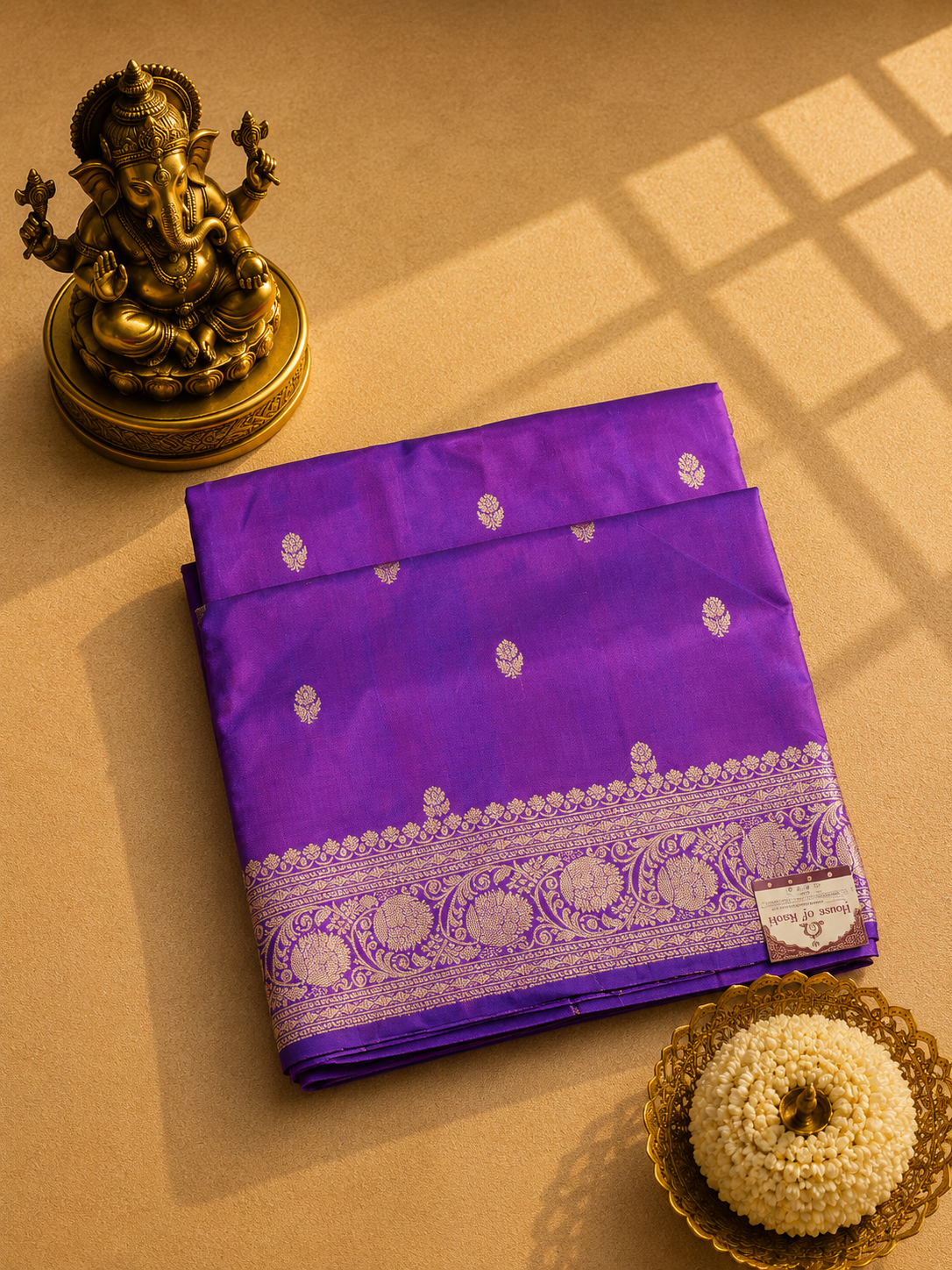 Royal Magenta Banarasi Silk Saree with Silver Zari Border