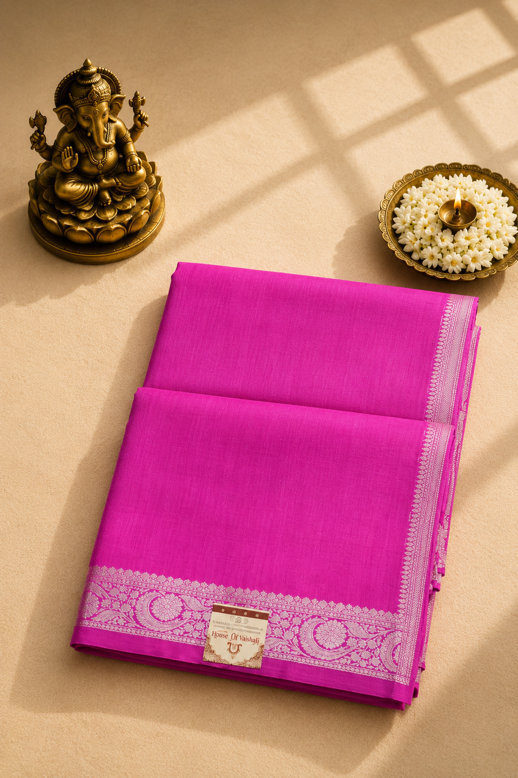 Royal Fuchsia Pink Pure Banarasi Silk Saree