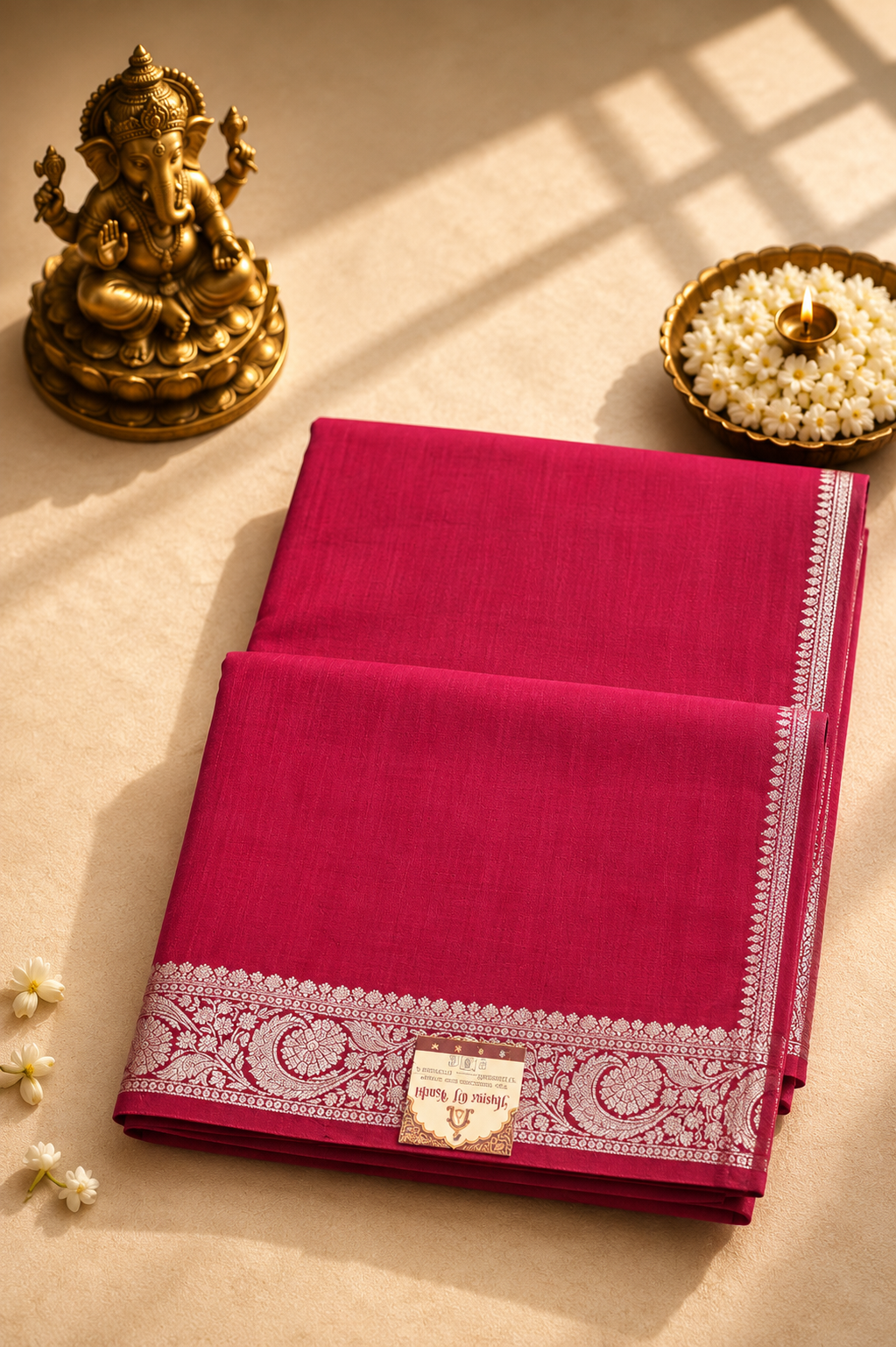 Rani Pink Pure Banarasi Silk Saree