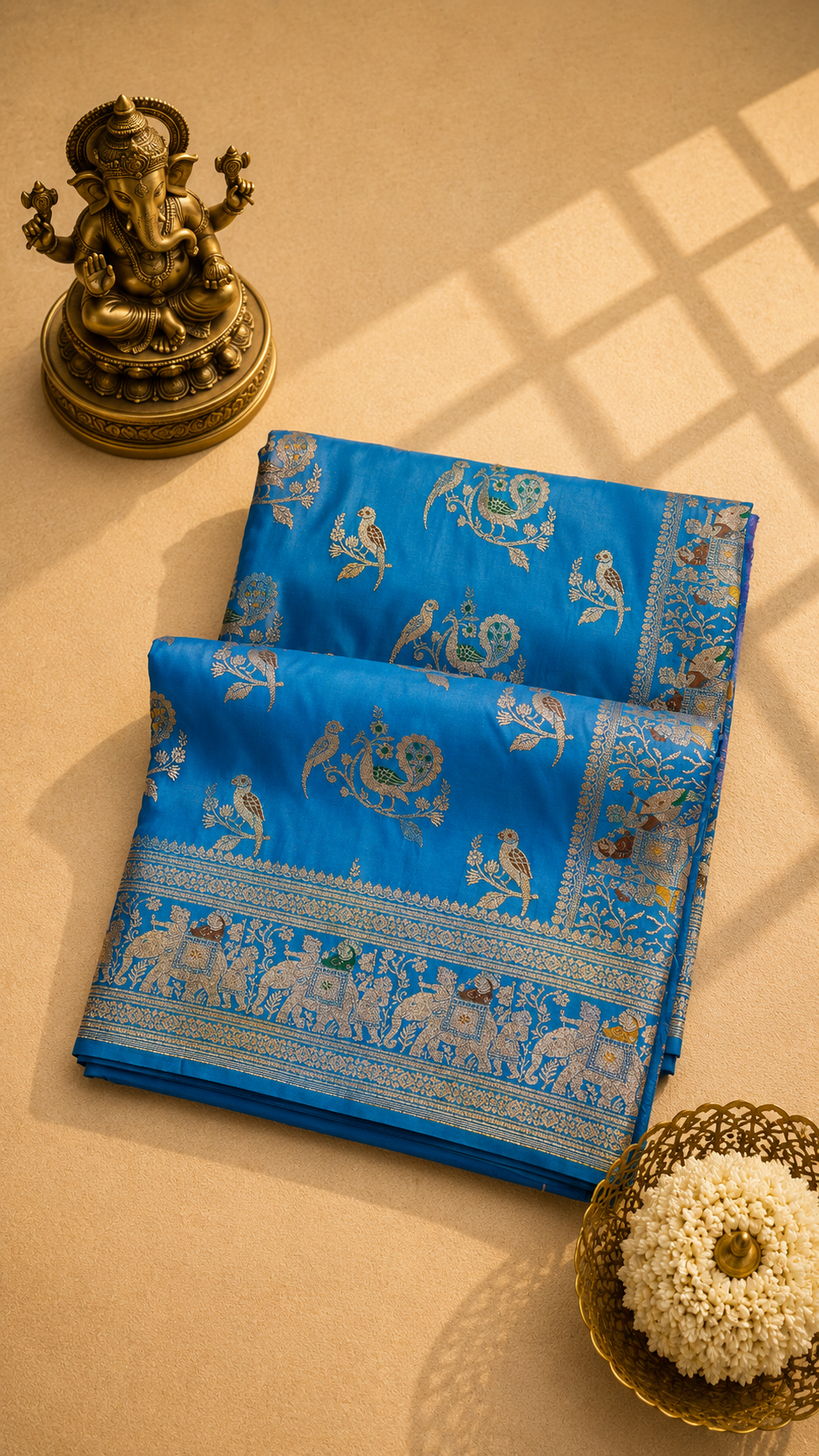Royal Sky Blue Banarasi Saree