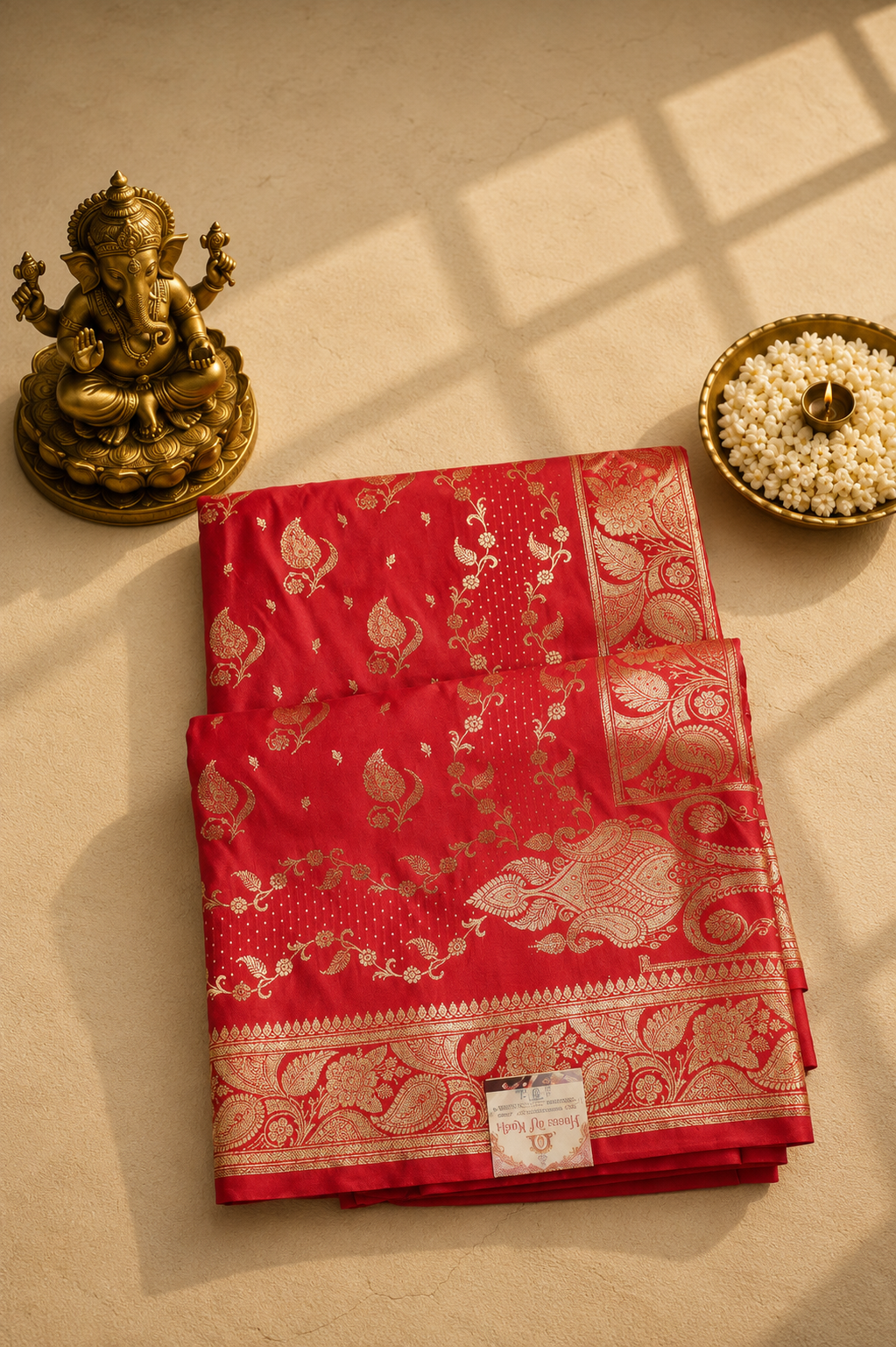 Banarasi Silk Saree – Rani Pink with Gold Zari Weaving