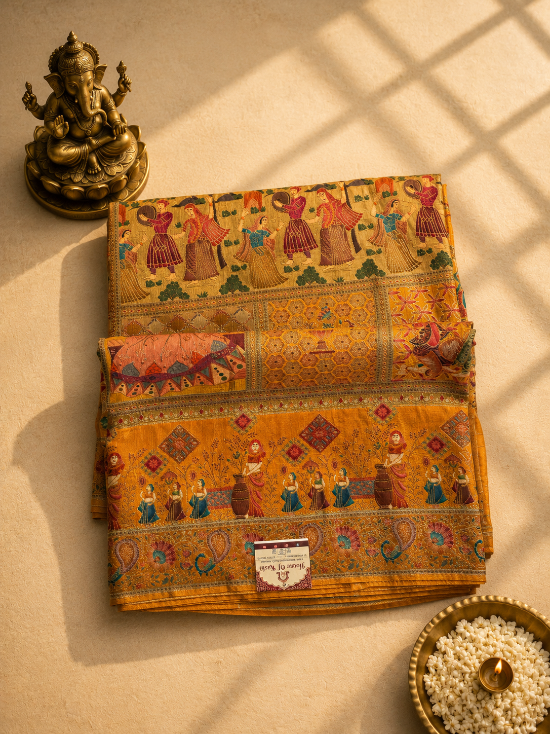 Pure Banarasi Silk Meenakari Saree – Mustard Gold
