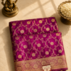 Royal Magenta  Banarasi Katan Silk Saree with Gold Zari Floral Jaal