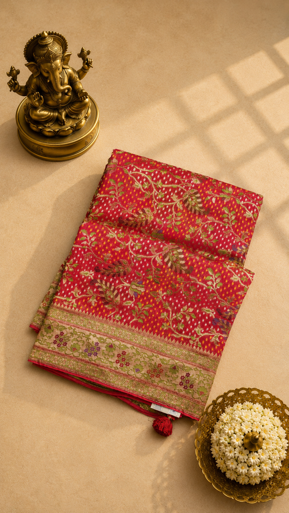 Rani Pink Meenakari Bandhani Banarasi Saree