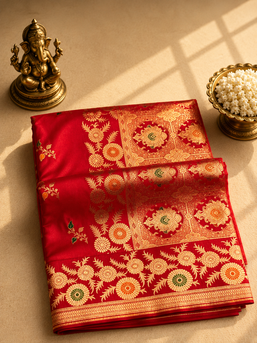 Crimson Meenakari Banarasi Silk Saree