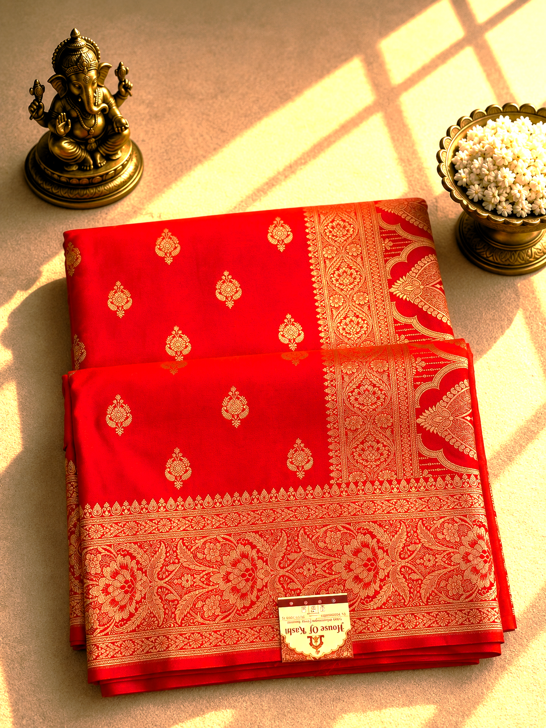 Red Banarasi Silk Saree with Rich Gold Zari Weaving