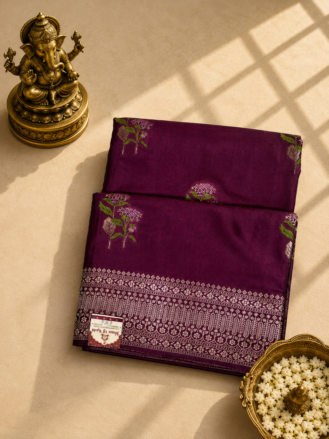 Wine Purple Viscose Meena Saree