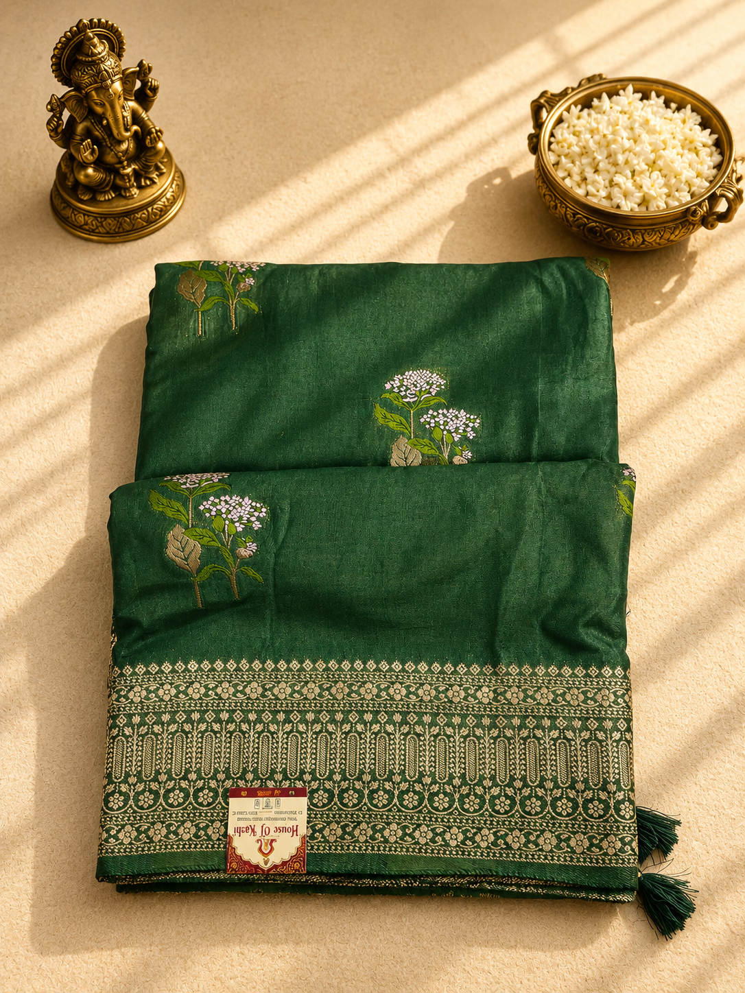 Emerald Green Viscose Meena Saree