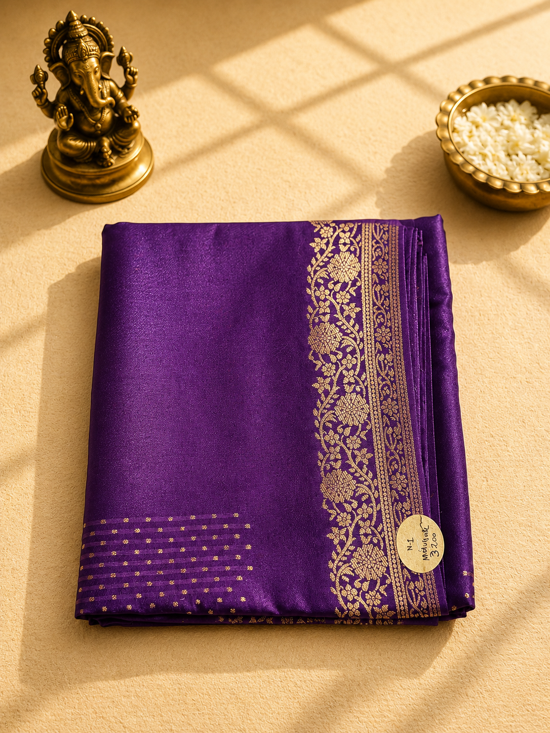 Viscose Banarasi Saree – Royal Purple with Golden Zari