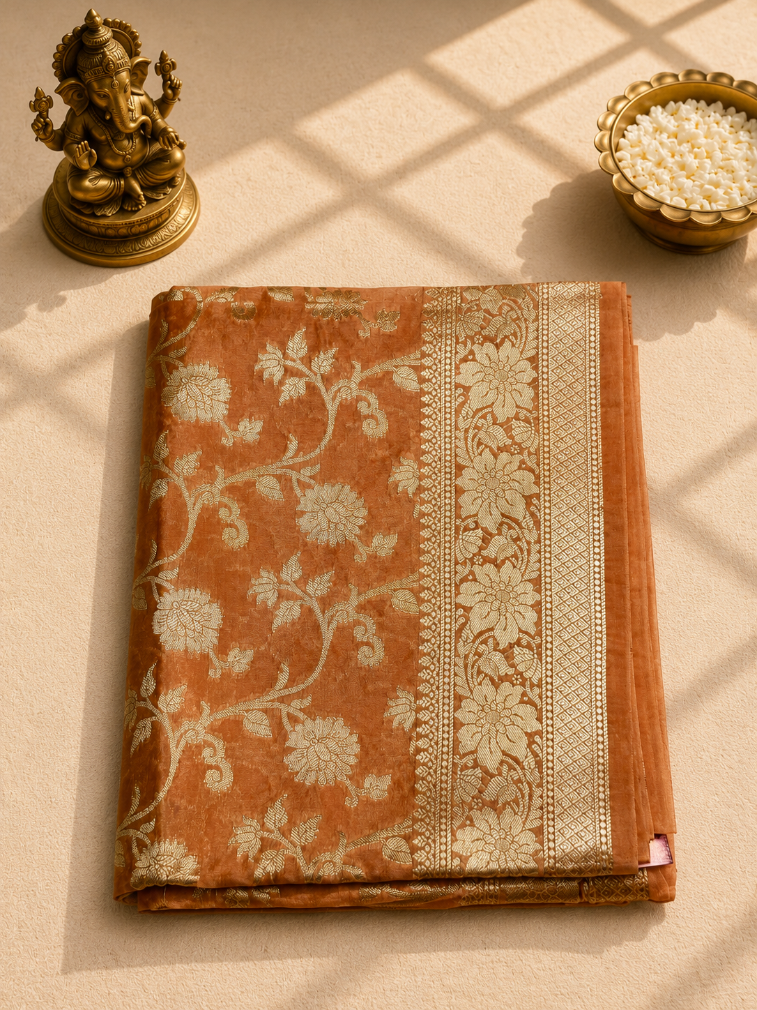 Peach Banarasi Viscose Silk Saree