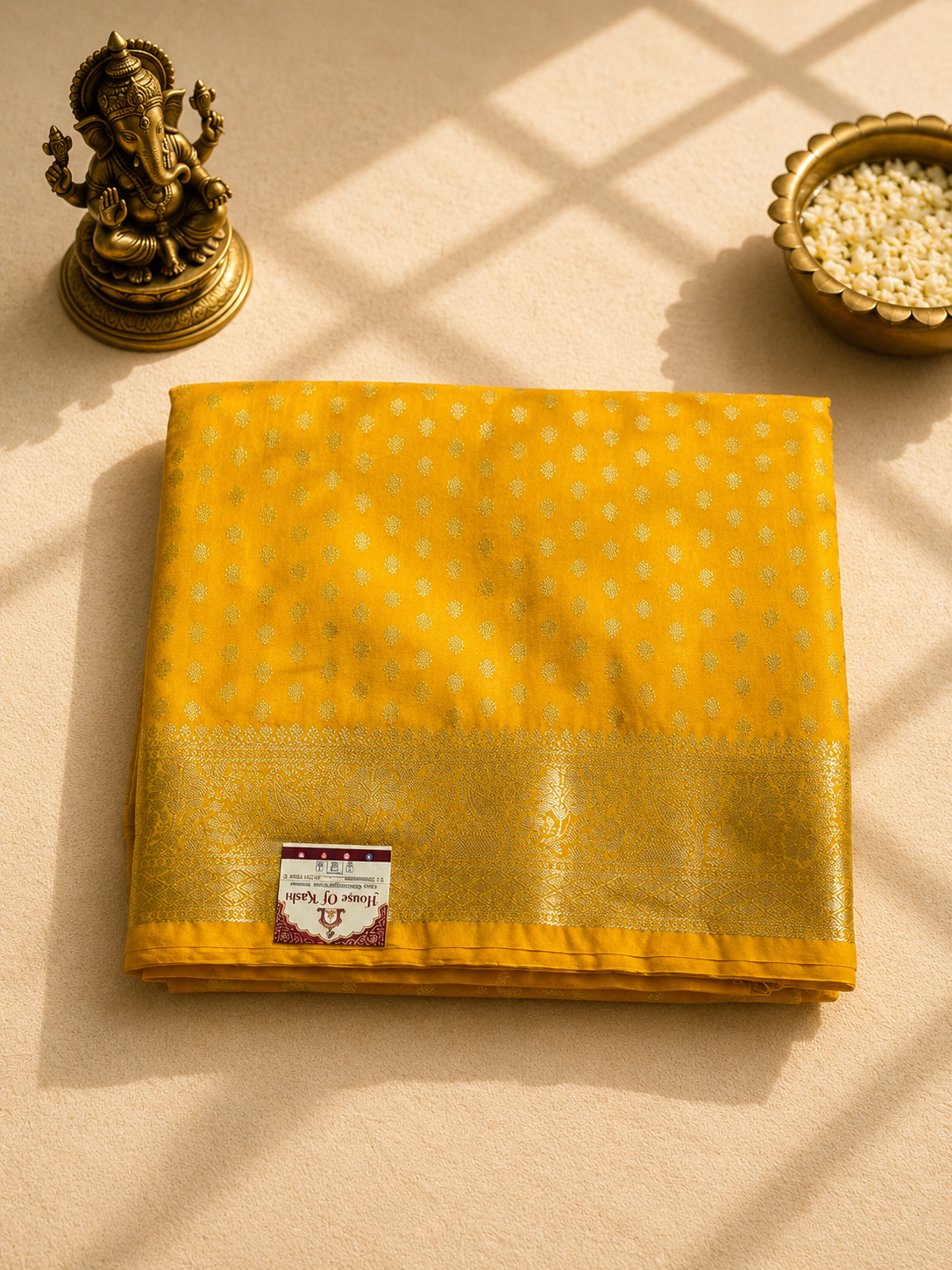 Mustard Yellow Banarasi Saree