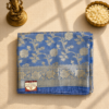 Sky Blue Viscose Banarasi Saree with Silver Zari Floral Weaving & Rich Woven Border
