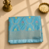 Sky Blue Banarasi Saree with Silver Zari Floral Weaving