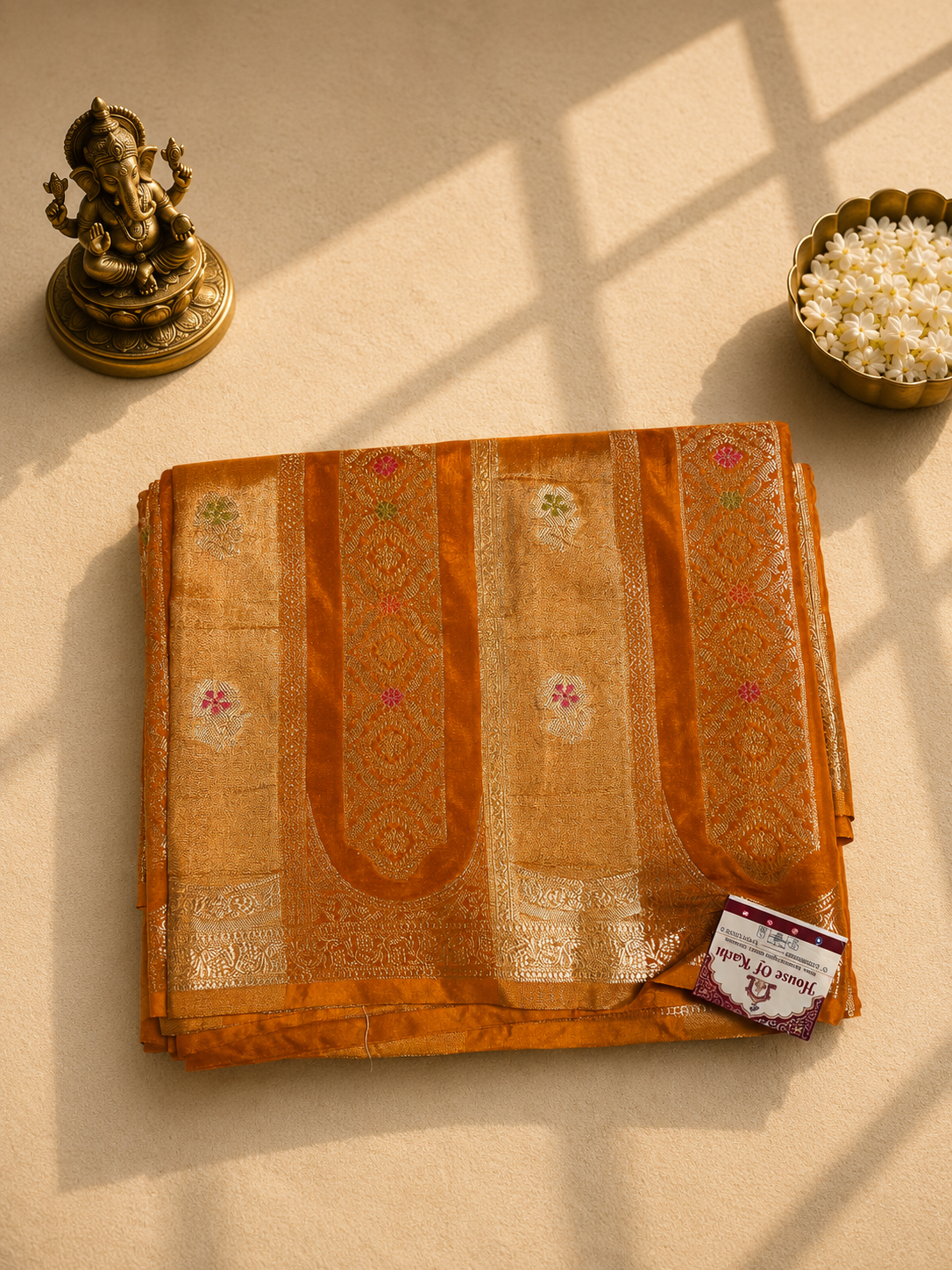 Mustard Yellow Banarasi Silk Saree with Rich Golden Zari Weaving