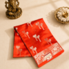 Rust Orange Pure Banarasi Silk Saree with Silver Zari Weaving