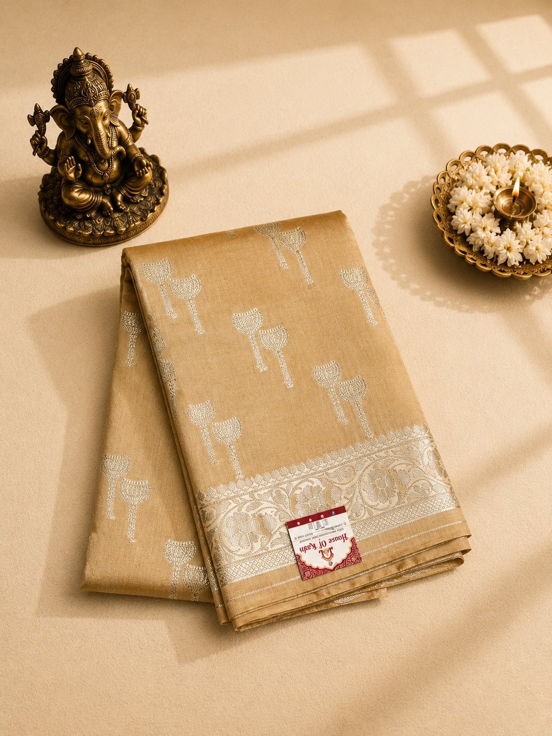 Beige Banarasi Silk Saree