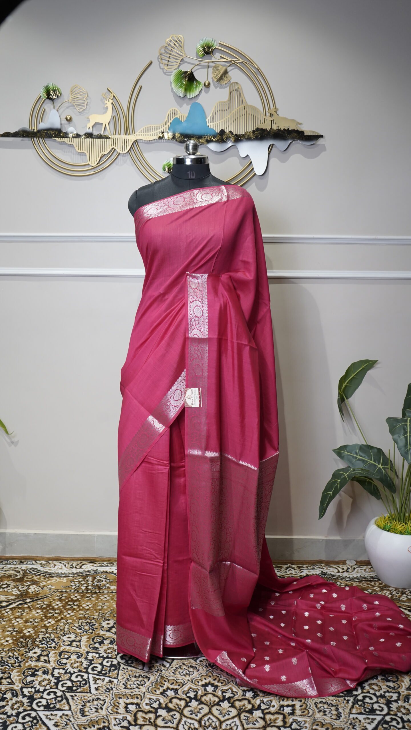 Rani Pink Pure Banarasi Silk Saree - Image 2