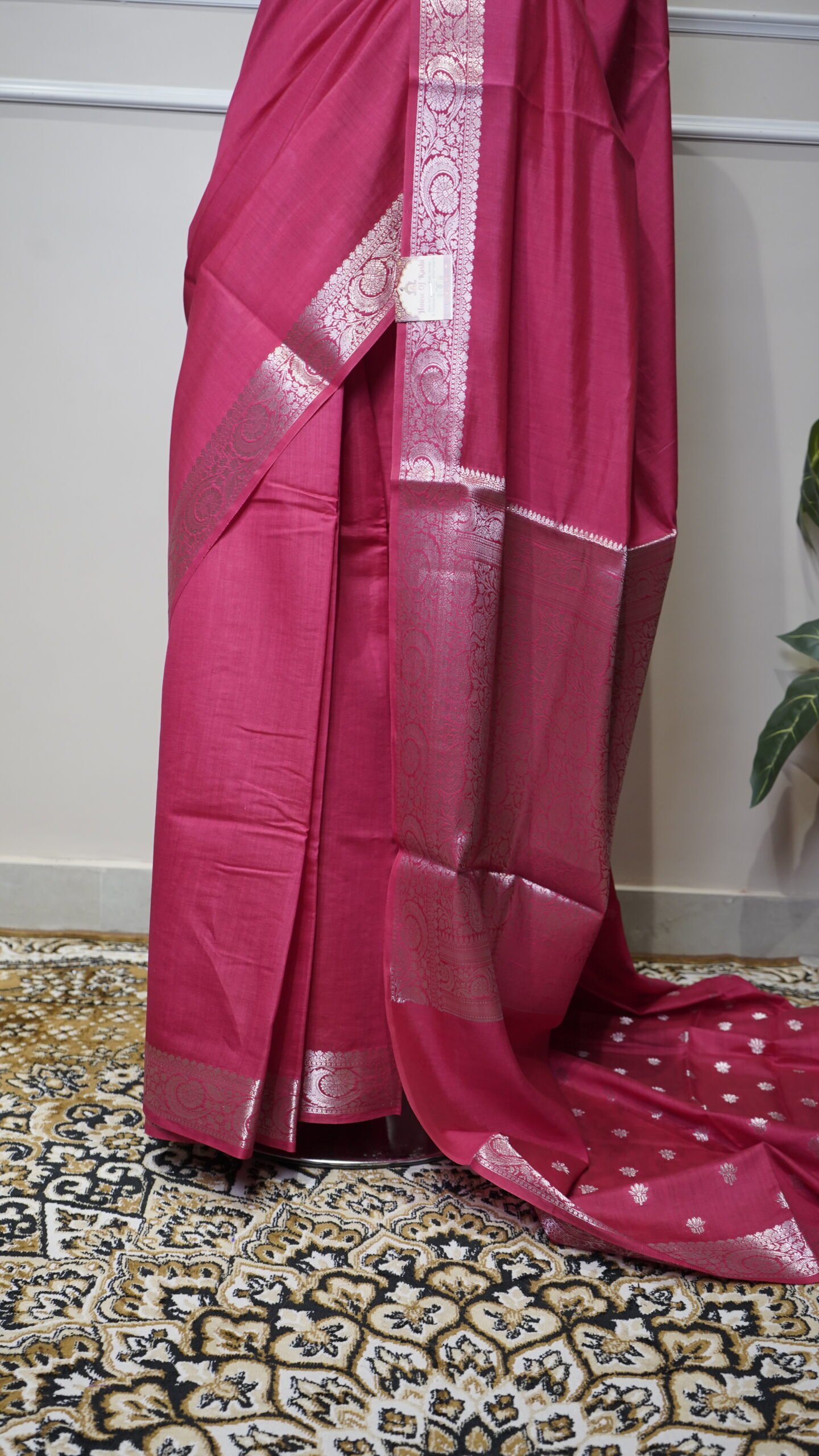 Rani Pink Pure Banarasi Silk Saree - Image 4