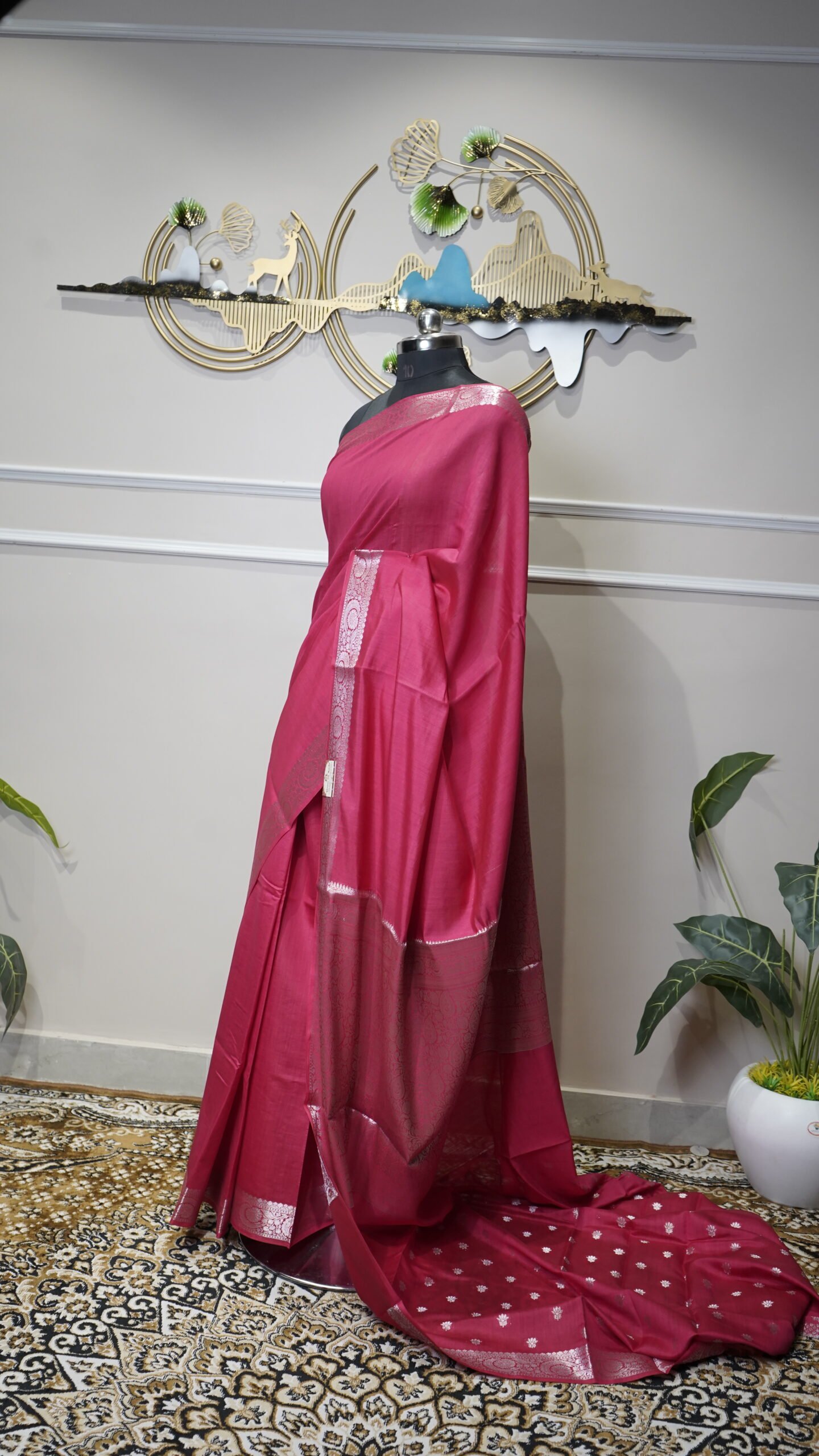 Rani Pink Pure Banarasi Silk Saree - Image 3