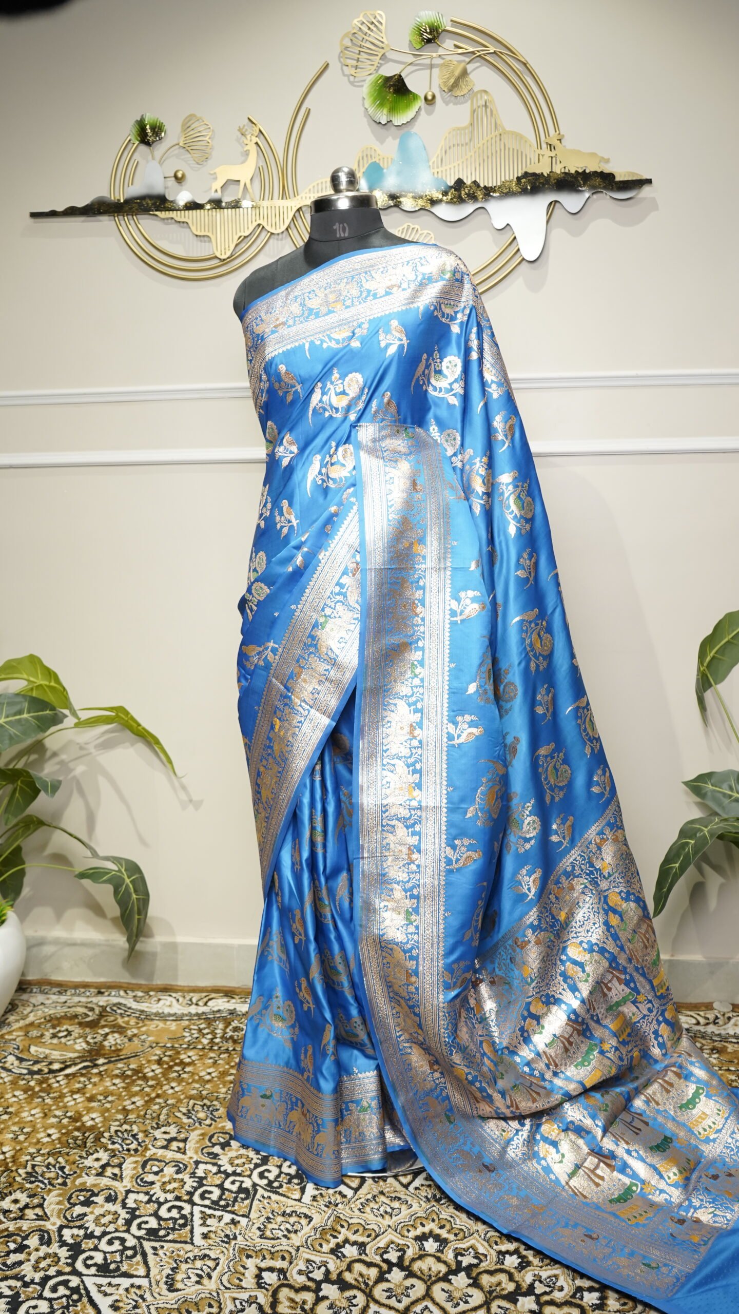 Royal Sky Blue Banarasi Saree - Image 2