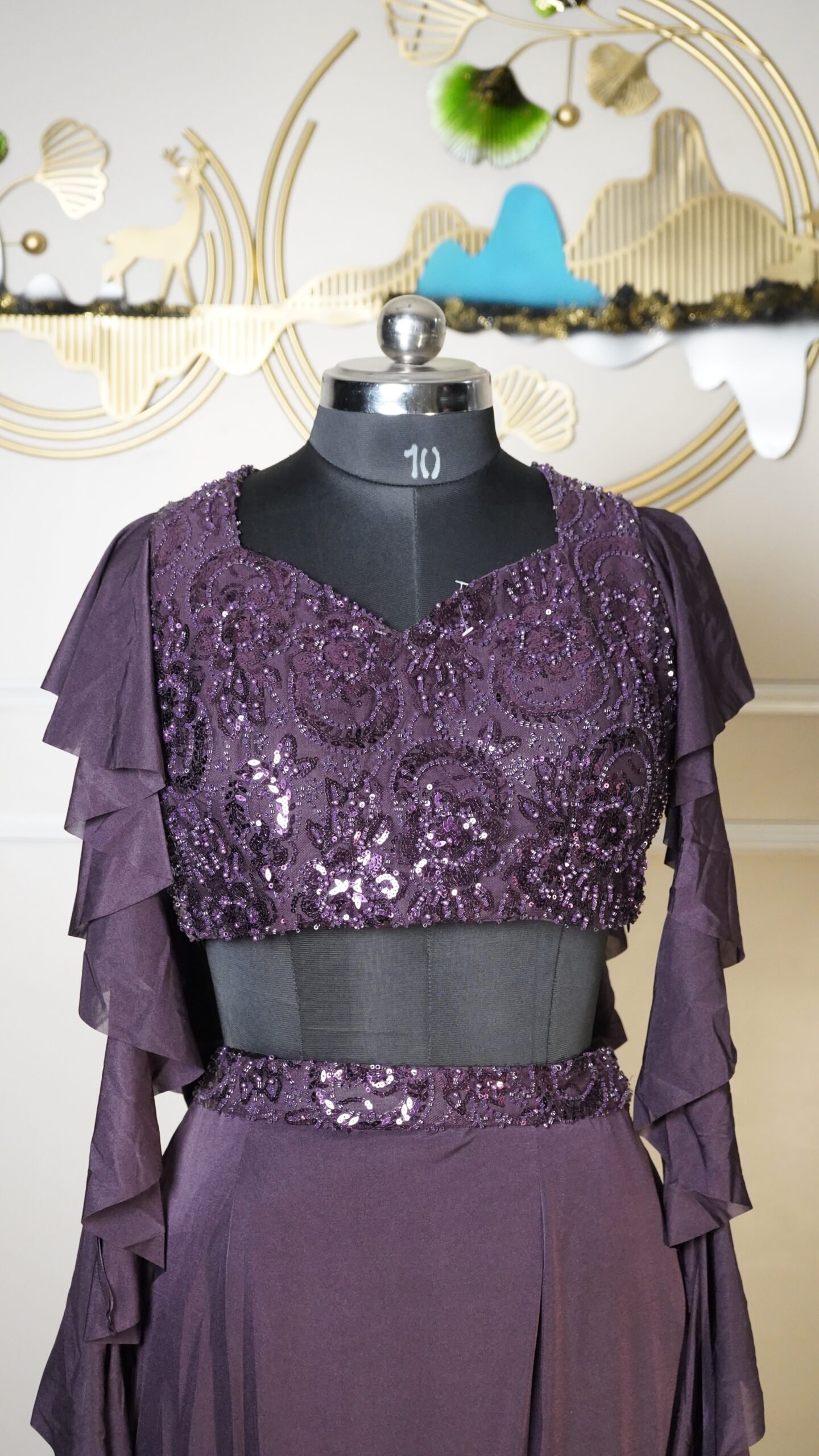 Wine Purple Designer Indo-Western Co-Ord Set