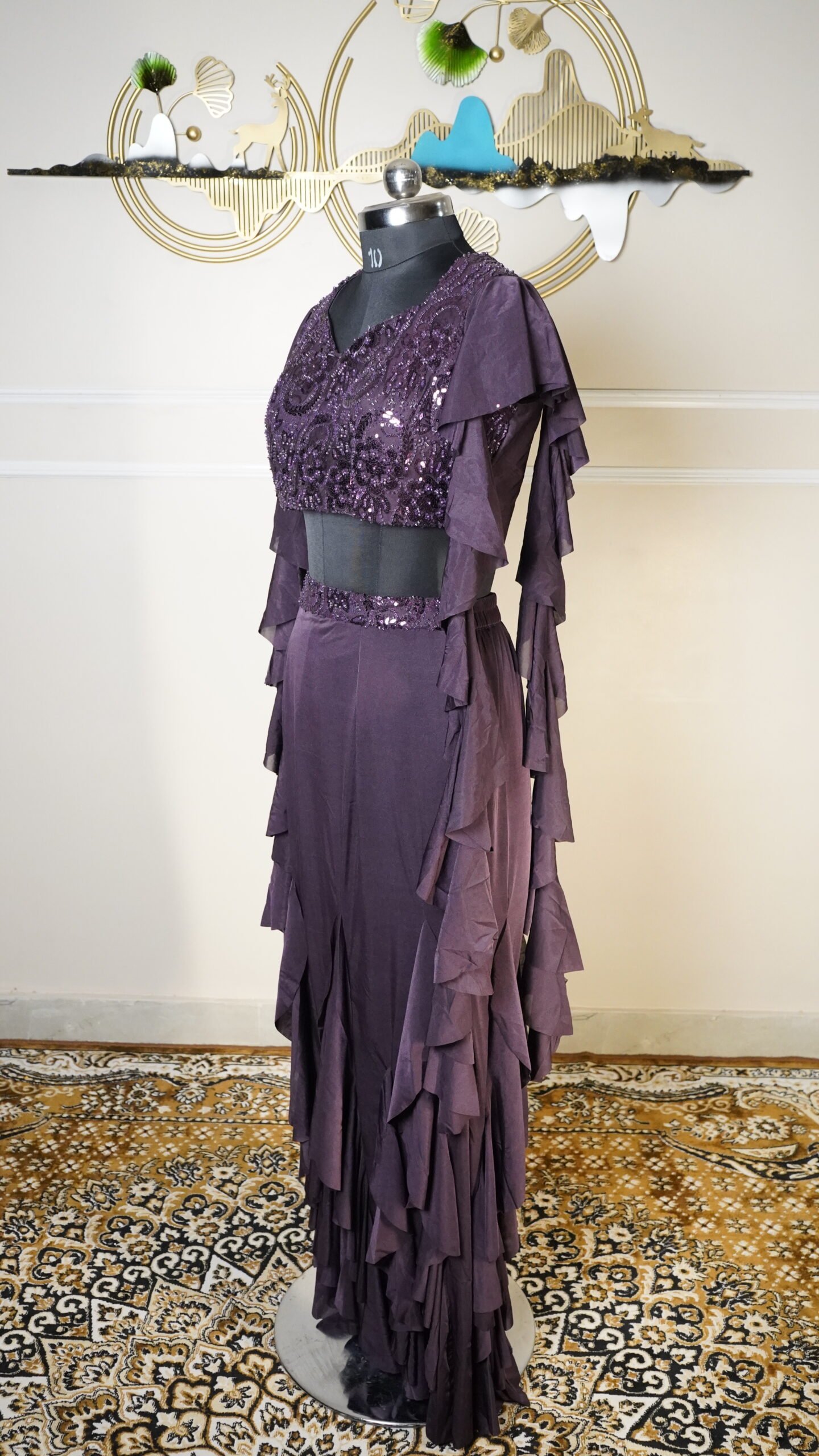 Wine Purple Designer Indo-Western Co-Ord Set - Image 2