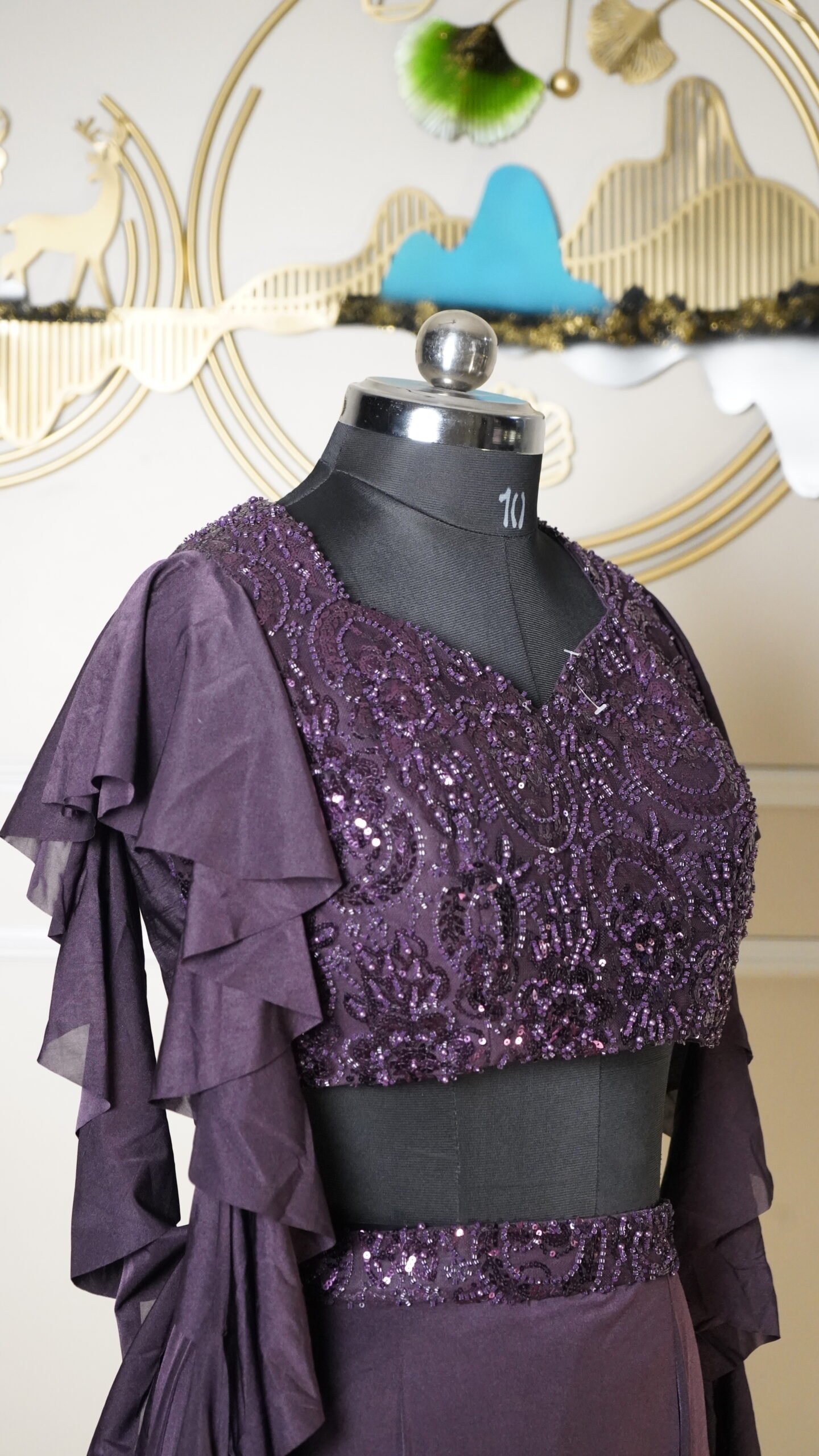 Wine Purple Designer Indo-Western Co-Ord Set - Image 3