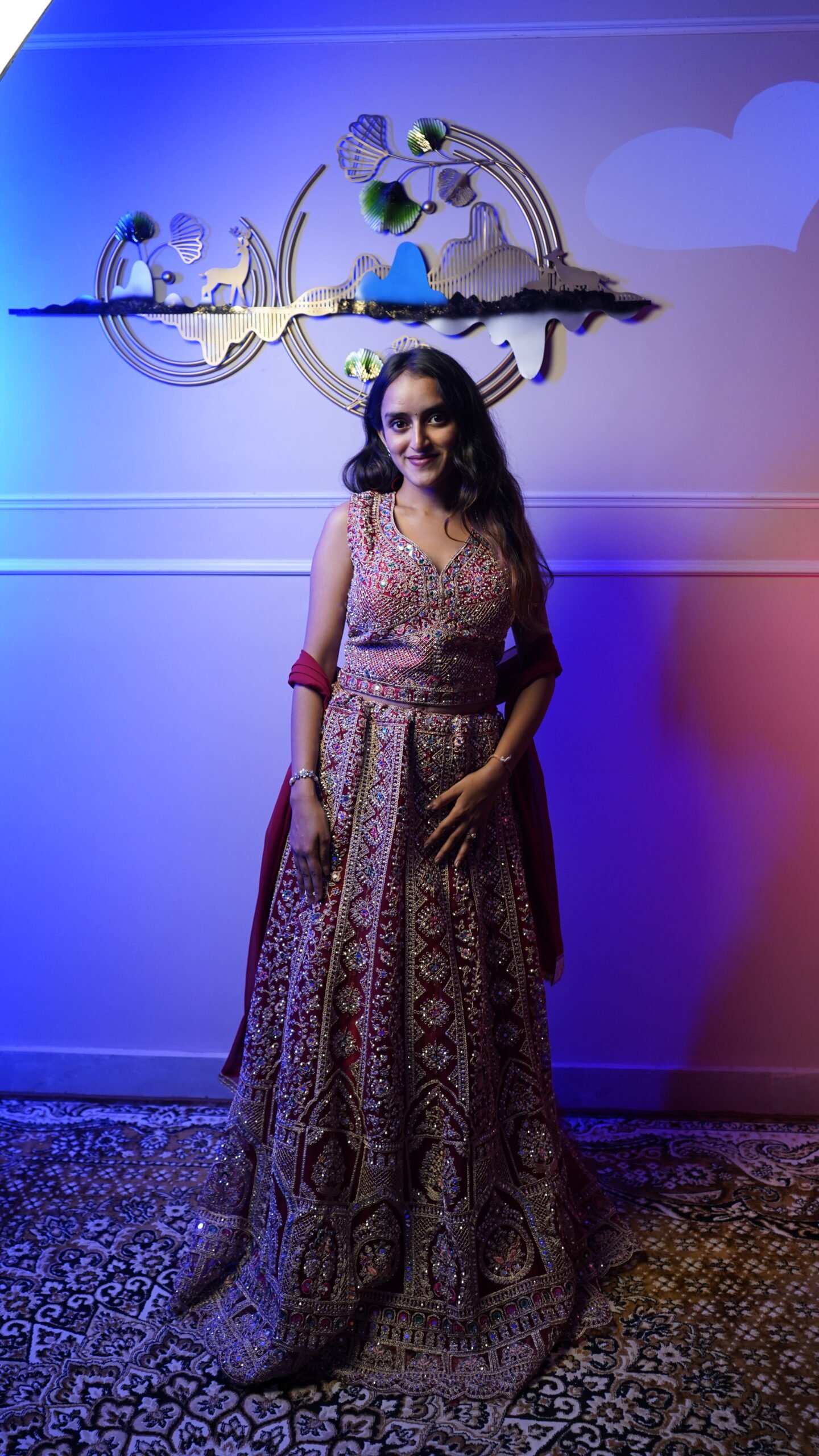 Maroon Heavy Embroidered Bridal Lehenga Choli with Dupatta - Image 6