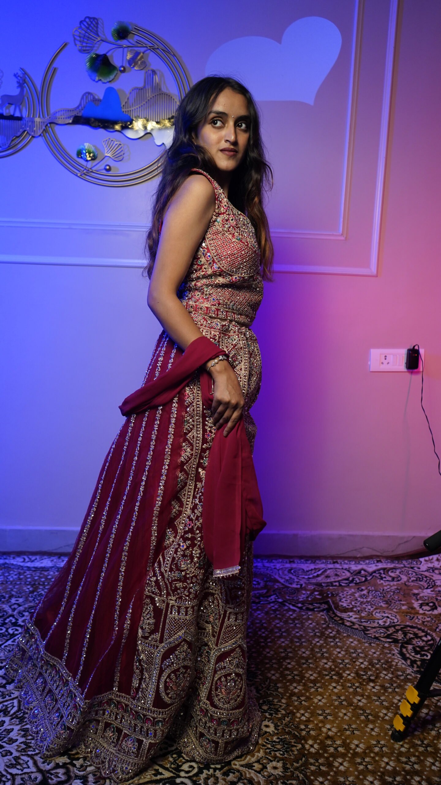 Maroon Heavy Embroidered Bridal Lehenga Choli with Dupatta - Image 3