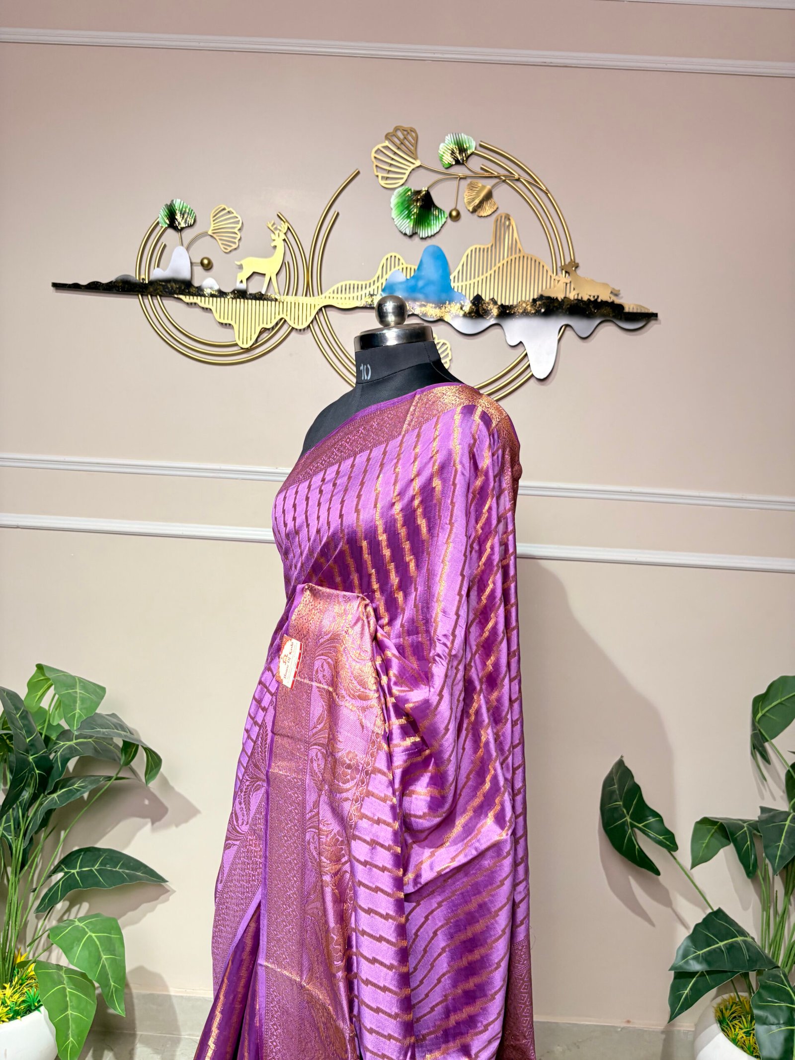 Royal Purple Pure Banarasi Silk Saree with Antique Gold Zari Weaving - Image 2