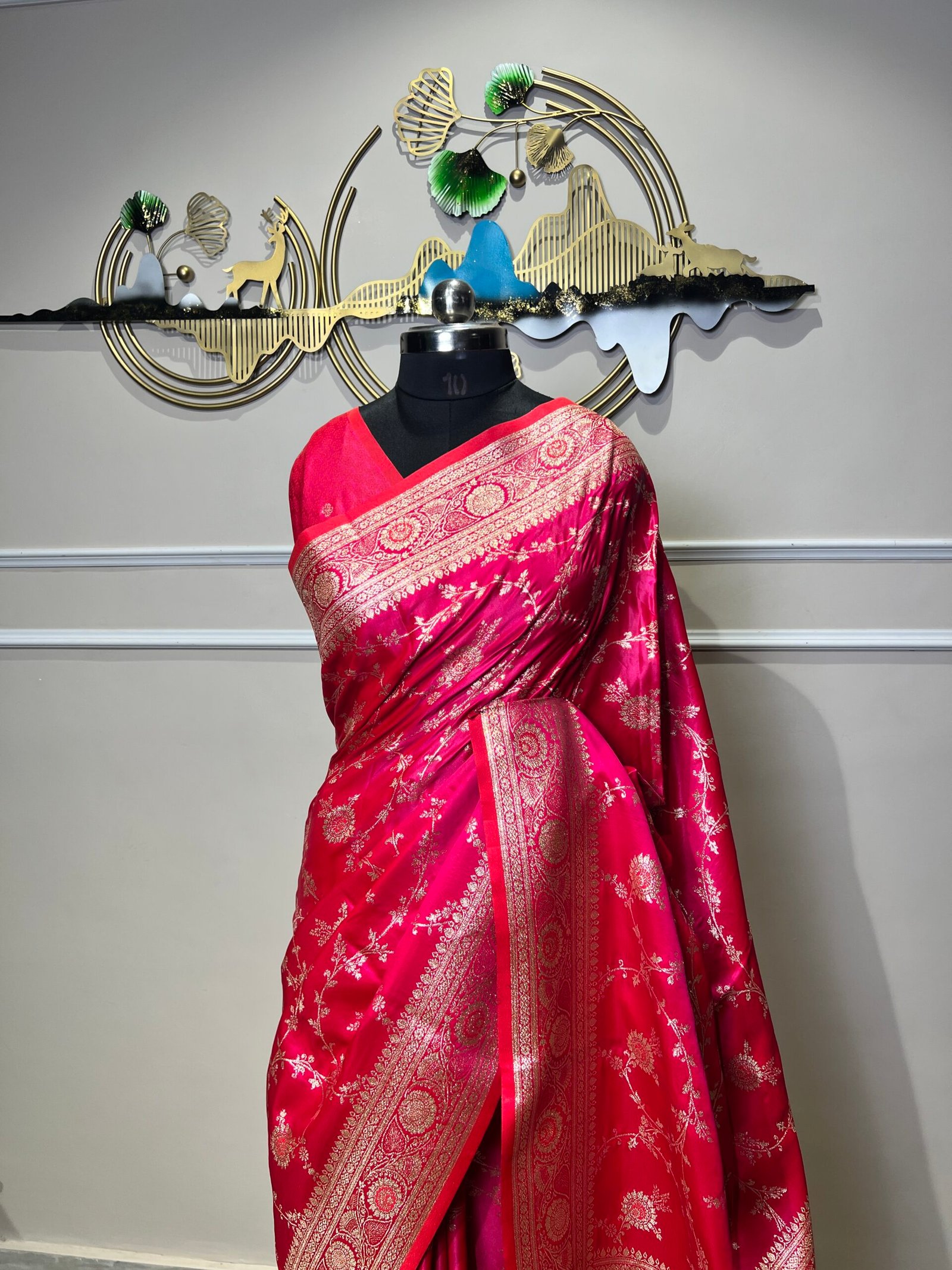 Rani Pink Banarasi Saree with Banarasi Dupatta - Image 6