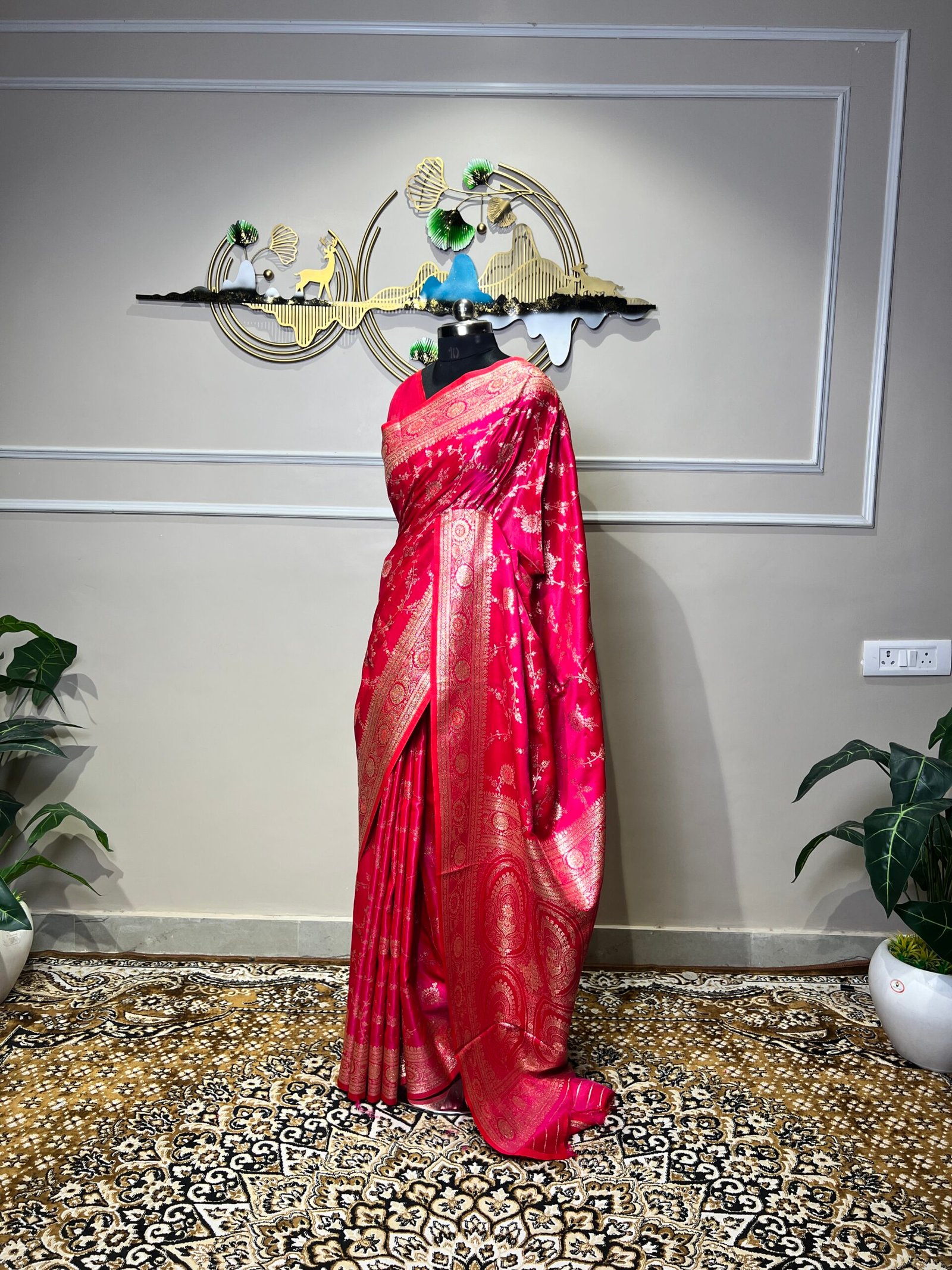 Rani Pink Banarasi Saree with Banarasi Dupatta - Image 5