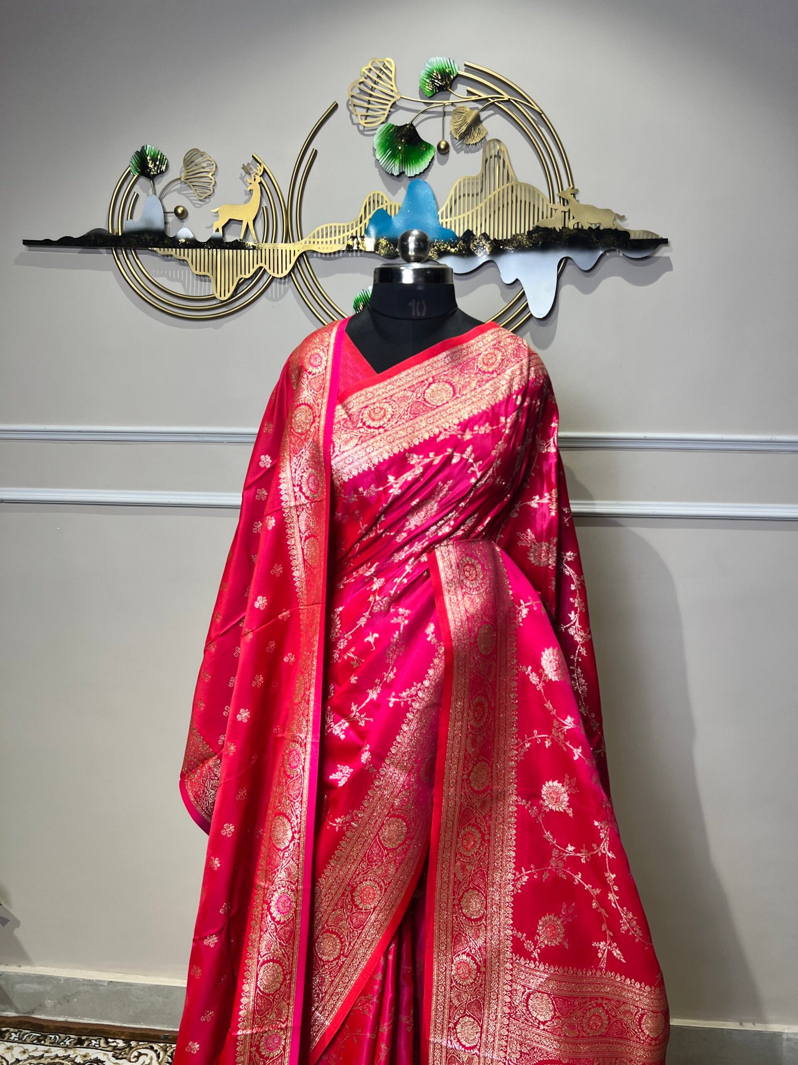 Rani Pink Banarasi Saree with Banarasi Dupatta