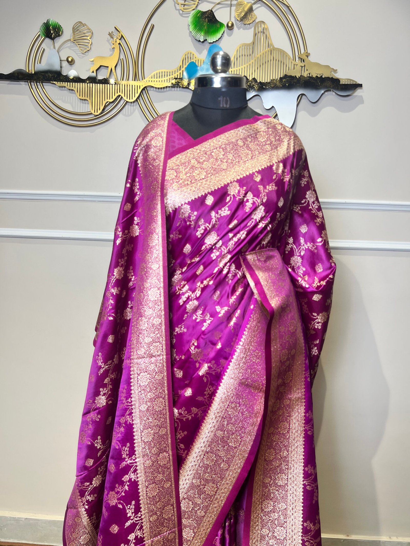 oyal Purple Banarasi Silk Saree with Matching Dupatta