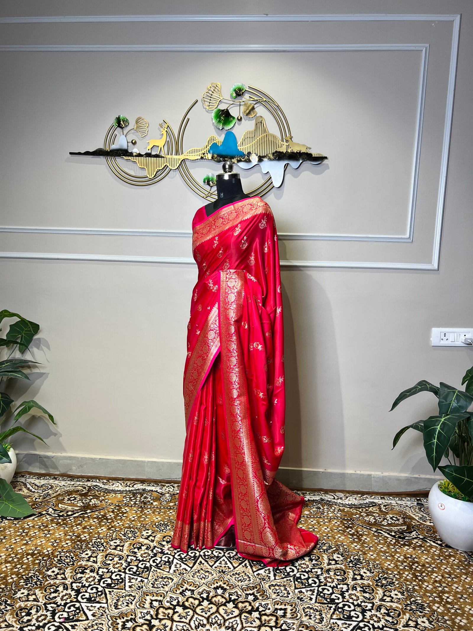Rani Pink Banarasi Saree with Matching Dupatta - Image 6