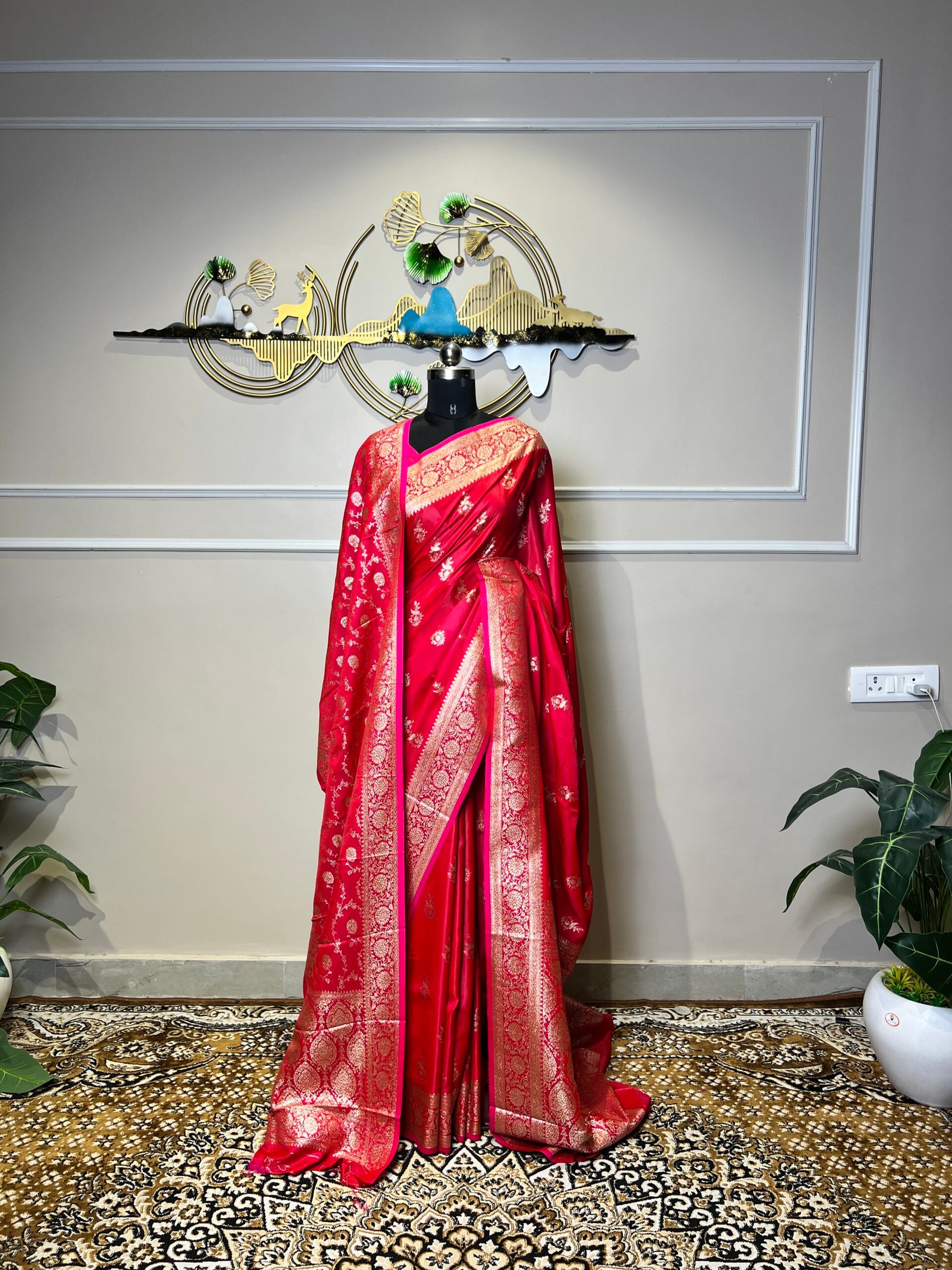 Rani Pink Banarasi Saree with Matching Dupatta - Image 7