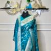 Teal Blue Banarasi Saree with Matching Dupatta