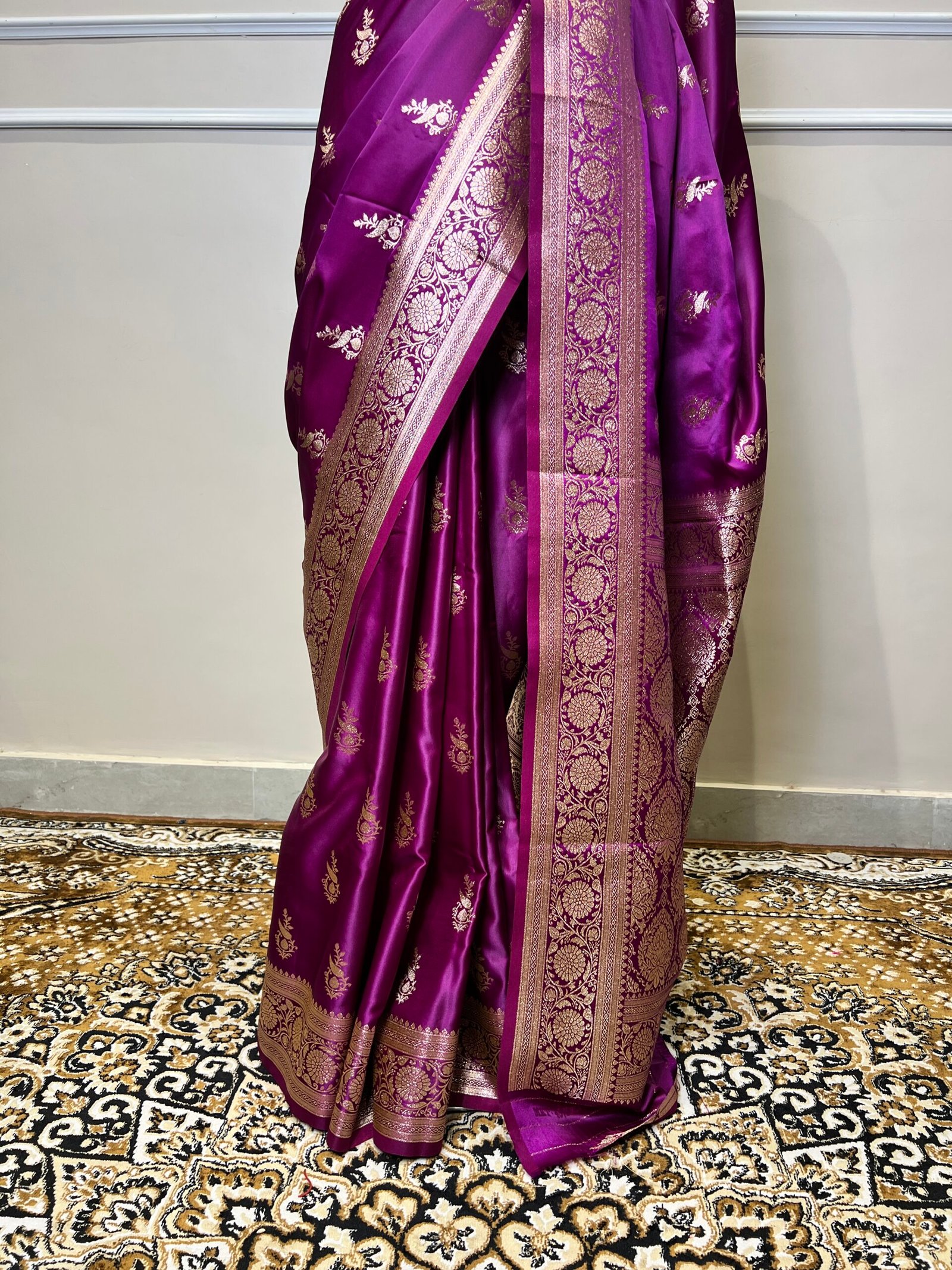 Royal Orchid Purple Banarasi Saree with Matching Dupatta - Image 5