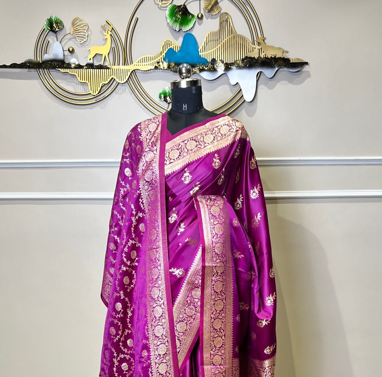 Royal Orchid Purple Banarasi Saree with Matching Dupatta