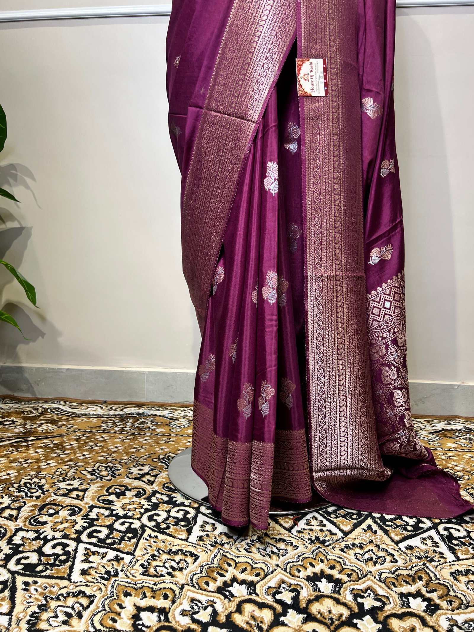 Wine Purple Sona Rupa Viscose Saree - Image 5