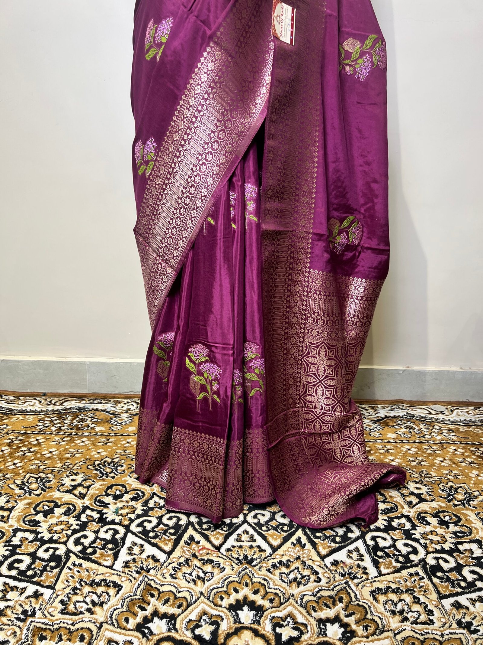 Wine Purple Viscose Meena Saree - Image 4
