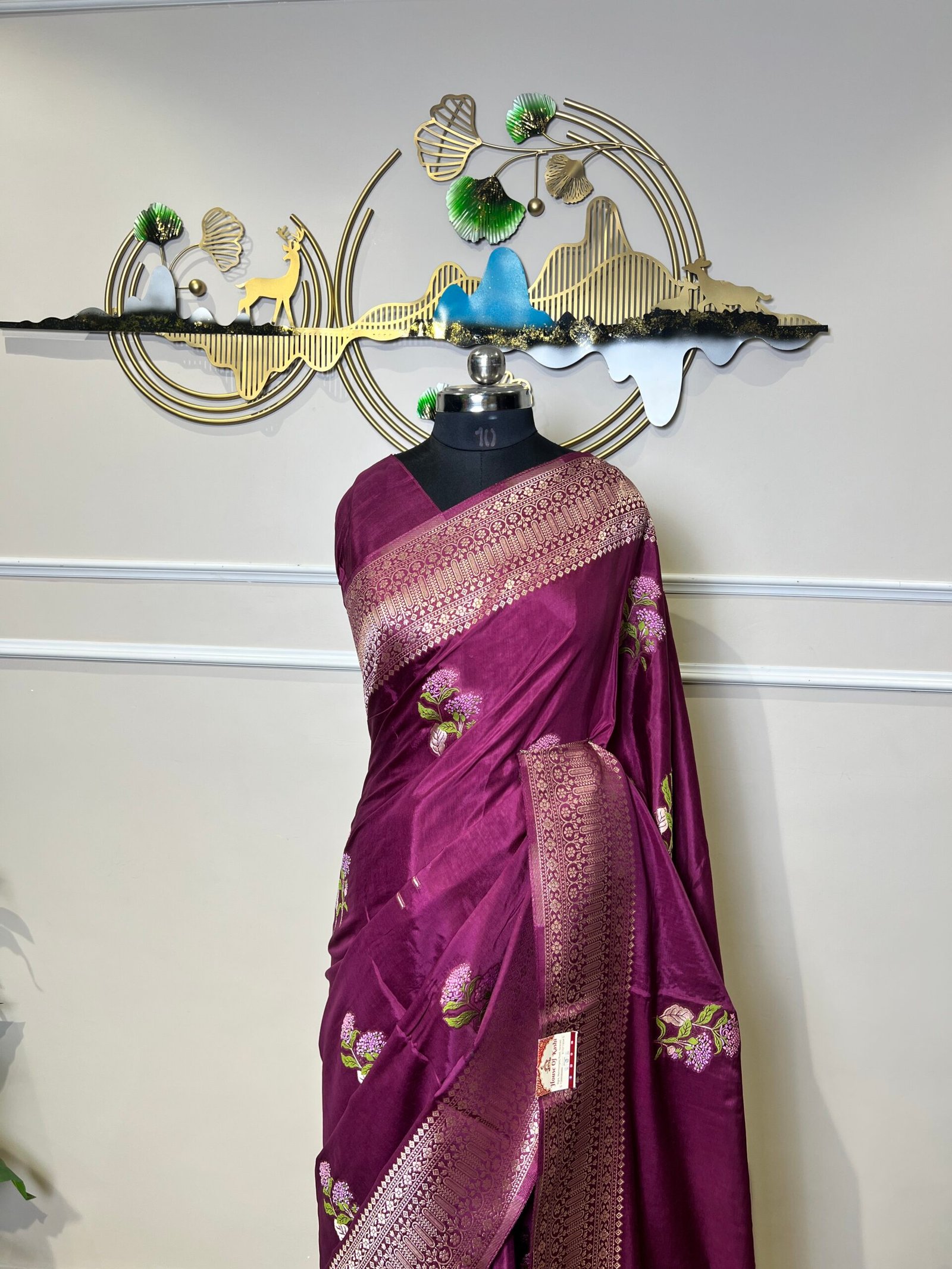 Wine Purple Viscose Meena Saree - Image 3